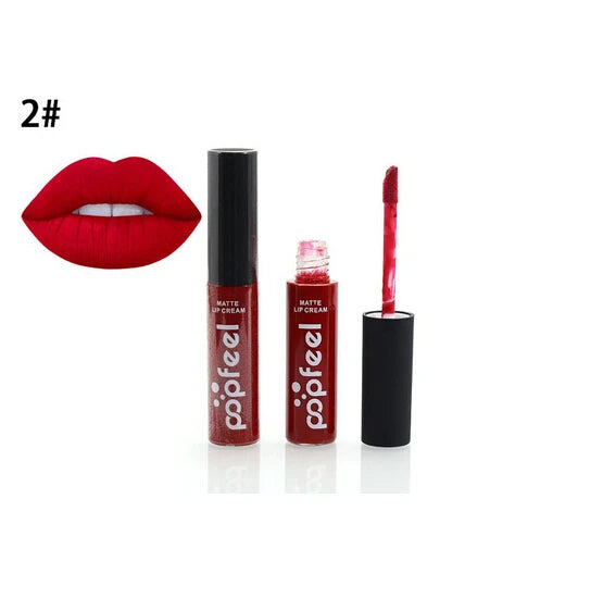 New 12 Color Liquid Waterproof Elegant Matte Smooth Lipstick Lip Stick Lipgloss Long Lasting Sexy Nude Lip Gloss P128#