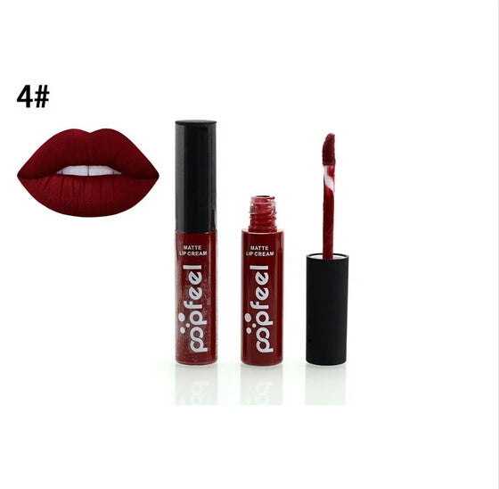 New 12 Color Liquid Waterproof Elegant Matte Smooth Lipstick Lip Stick Lipgloss Long Lasting Sexy Nude Lip Gloss P128#