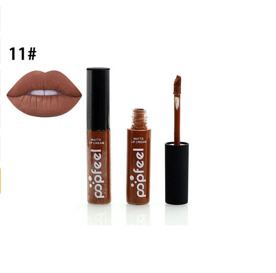New 12 Color Liquid Waterproof Elegant Matte Smooth Lipstick Lip Stick Lipgloss Long Lasting Sexy Nude Lip Gloss P128#