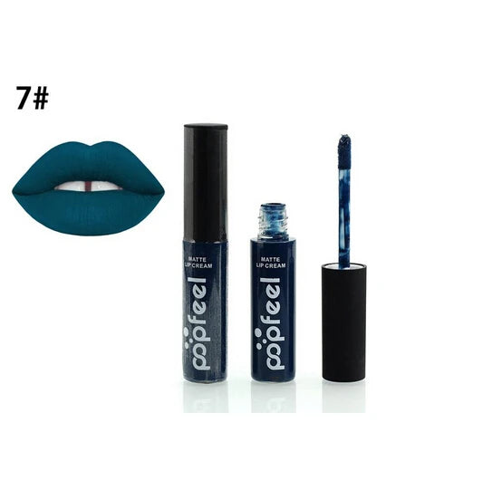 New 12 Color Liquid Waterproof Elegant Matte Smooth Lipstick Lip Stick Lipgloss Long Lasting Sexy Nude Lip Gloss P128#