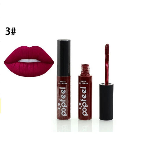New 12 Color Liquid Waterproof Elegant Matte Smooth Lipstick Lip Stick Lipgloss Long Lasting Sexy Nude Lip Gloss P128#