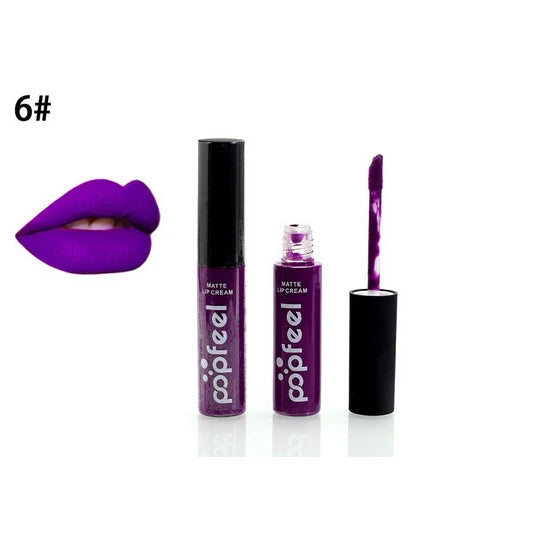 New 12 Color Liquid Waterproof Elegant Matte Smooth Lipstick Lip Stick Lipgloss Long Lasting Sexy Nude Lip Gloss P128#