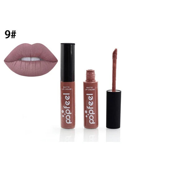 New 12 Color Liquid Waterproof Elegant Matte Smooth Lipstick Lip Stick Lipgloss Long Lasting Sexy Nude Lip Gloss P128#