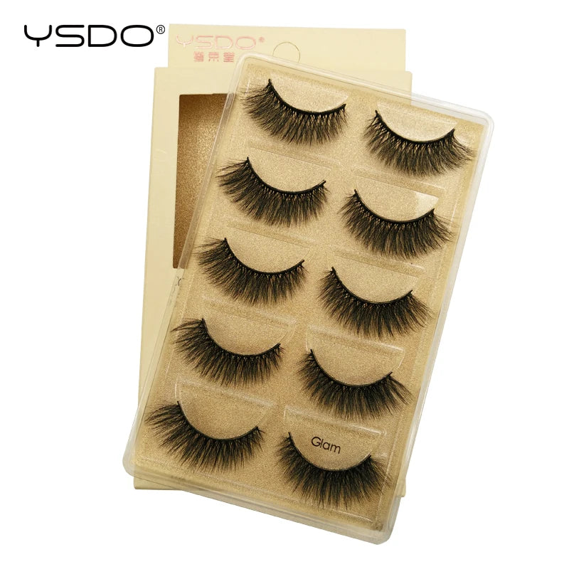 YSDO 3/5 Pairs 3D Mink False EyeLashes Winged Lashes Thick EyeLashes Makeup Fake EyeLashes Volume Lash Dramatic Mink EyeLashes