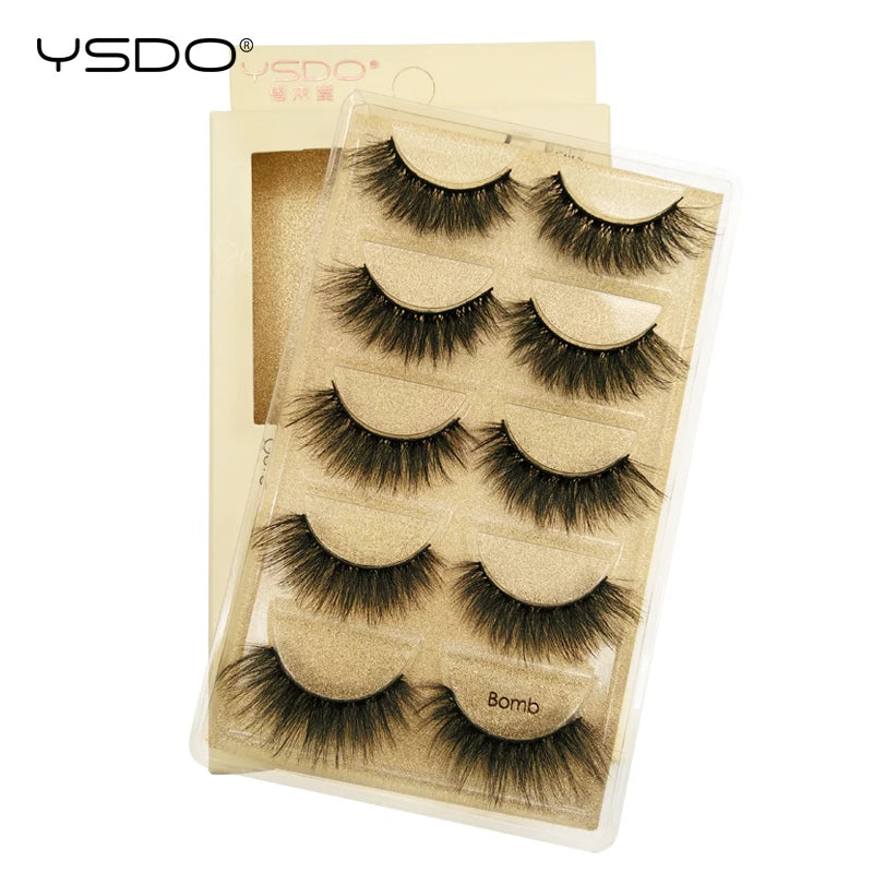 YSDO 3/5 Pairs 3D Mink False EyeLashes Winged Lashes Thick EyeLashes Makeup Fake EyeLashes Volume Lash Dramatic Mink EyeLashes