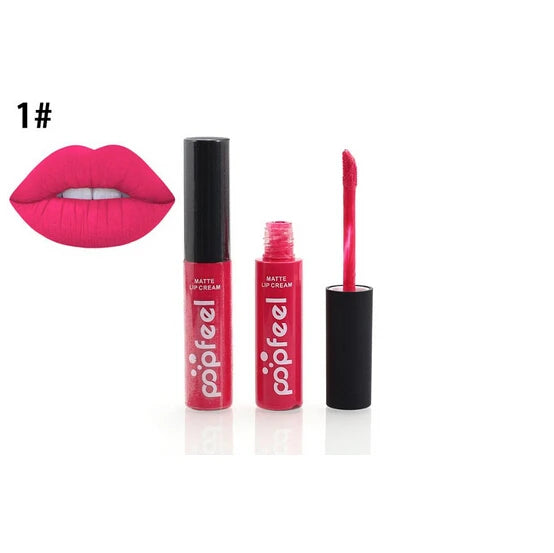 New 12 Color Liquid Waterproof Elegant Matte Smooth Lipstick Lip Stick Lipgloss Long Lasting Sexy Nude Lip Gloss P128#