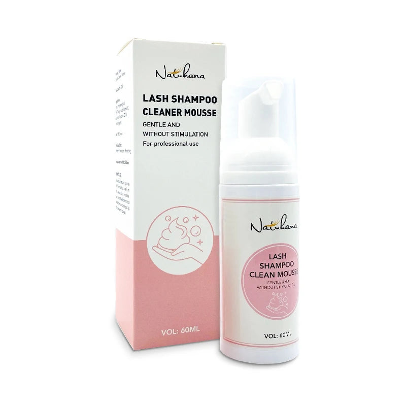 Natuhana 60ml Eyelash Extension Shampoo Mousse False Eyelashes Glue Accessories Lash Cleaning Foam No Stimulation Makeup Tools