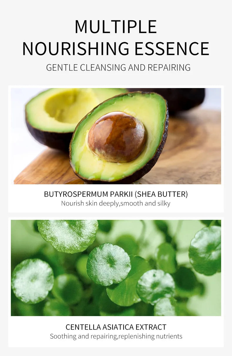 Shea Butter Exfoliating Scrub Cream Face Body Deep Pores Avocado Smooth Treatment Cleansing Wash Peach Acne Face Whitening
