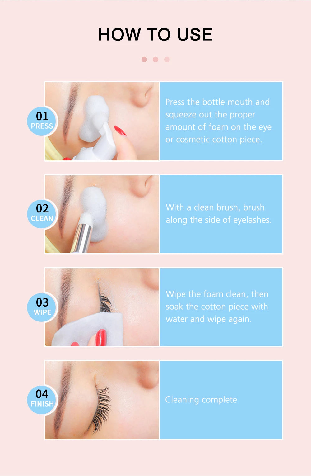 Natuhana 60ml Eyelash Extension Shampoo Mousse False Eyelashes Glue Accessories Lash Cleaning Foam No Stimulation Makeup Tools