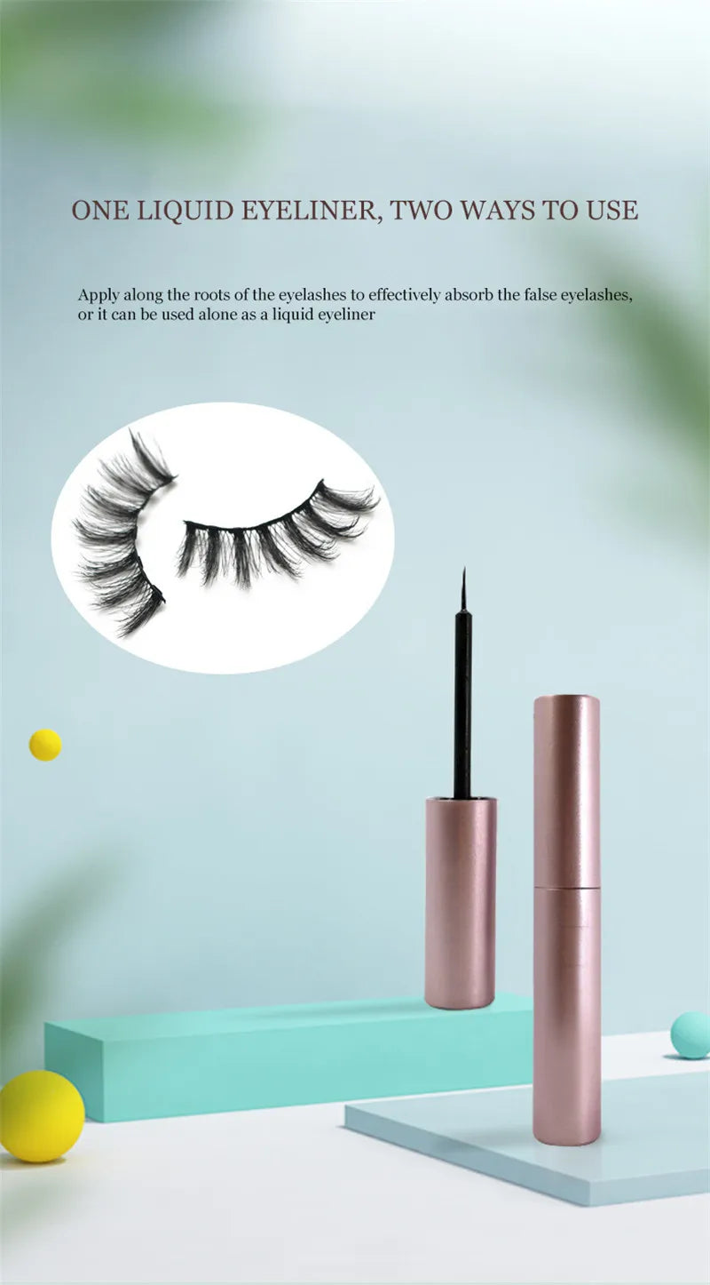 3D Magnetic Eyelashes Set Waterproof Lasting Naturally Magnetic Eyeliner Magnet Eyelashes Makeup Extension False Eyelashes Kit