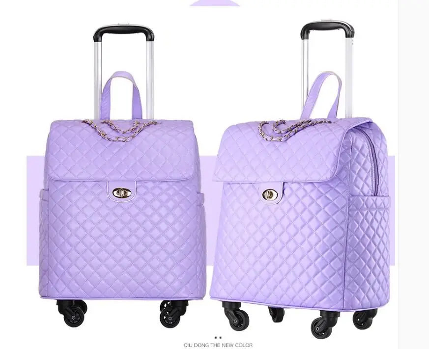 2020 New travel rolling bag for women PU baggage bag Women Wheeled Luggage bag Cabin Trolley Bag on wheels Trolley Suitcase
