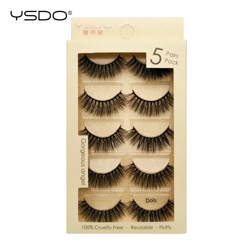YSDO 5 pairs eyelashes makeup mink strip lashes dramatic eyelashes faux cils natural false eyelashes extension 3d mink eyelashes