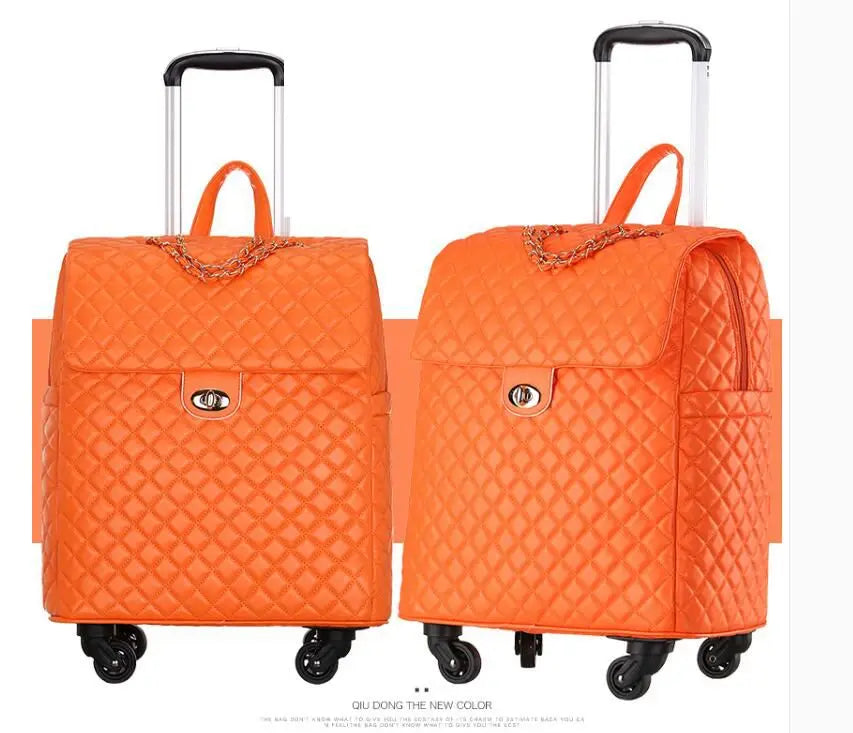 2020 New travel rolling bag for women PU baggage bag Women Wheeled Luggage bag Cabin Trolley Bag on wheels Trolley Suitcase