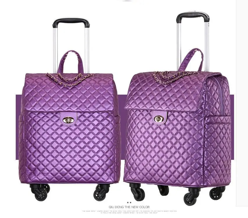 2020 New travel rolling bag for women PU baggage bag Women Wheeled Luggage bag Cabin Trolley Bag on wheels Trolley Suitcase