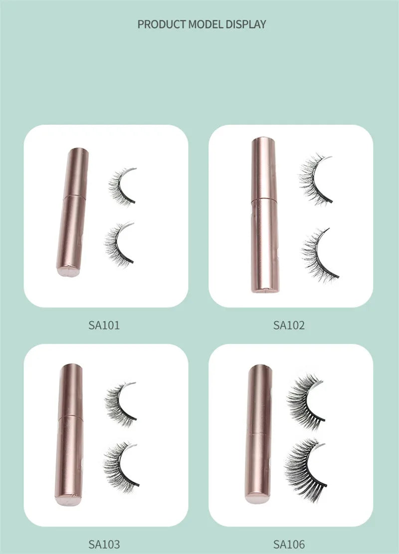 3D Magnetic Eyelashes Set Waterproof Lasting Naturally Magnetic Eyeliner Magnet Eyelashes Makeup Extension False Eyelashes Kit