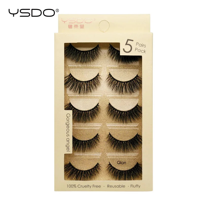 YSDO 5 pairs eyelashes makeup mink strip lashes dramatic eyelashes faux cils natural false eyelashes extension 3d mink eyelashes