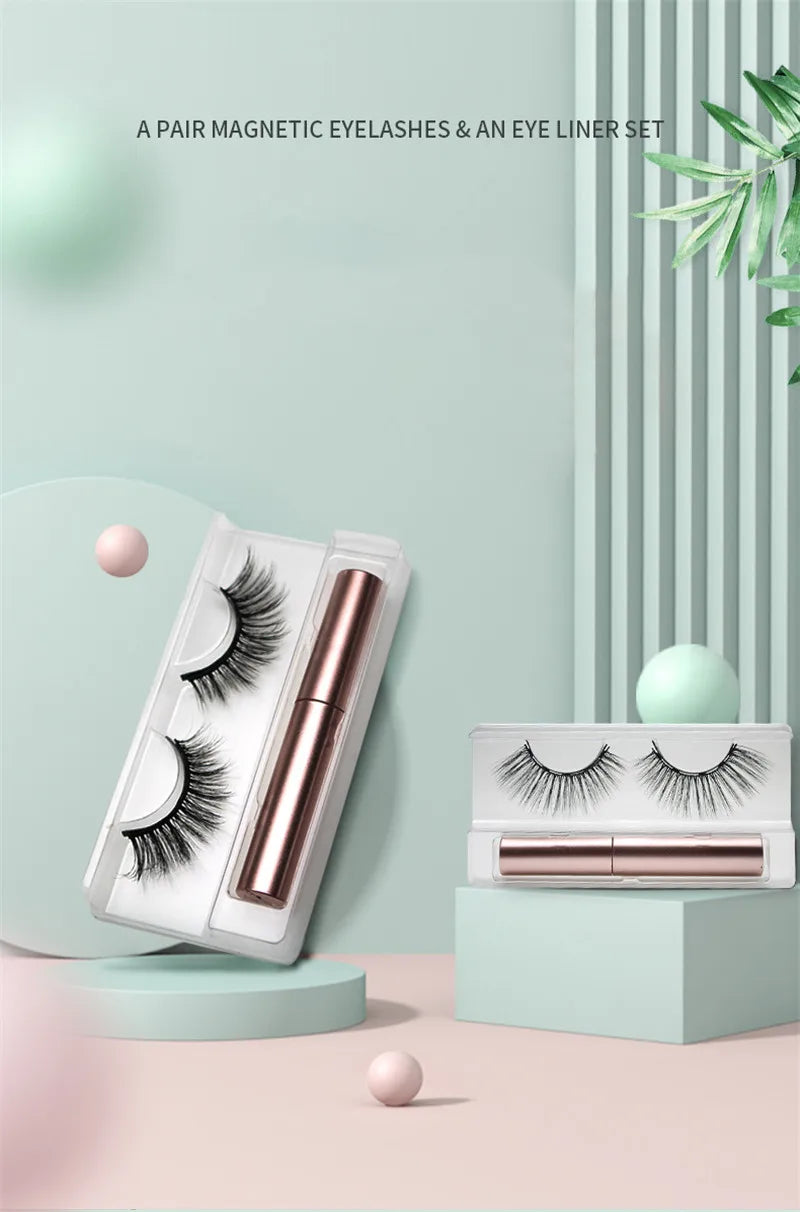 3D Magnetic Eyelashes Set Waterproof Lasting Naturally Magnetic Eyeliner Magnet Eyelashes Makeup Extension False Eyelashes Kit