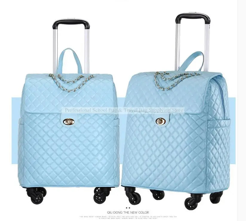 2020 New travel rolling bag for women PU baggage bag Women Wheeled Luggage bag Cabin Trolley Bag on wheels Trolley Suitcase