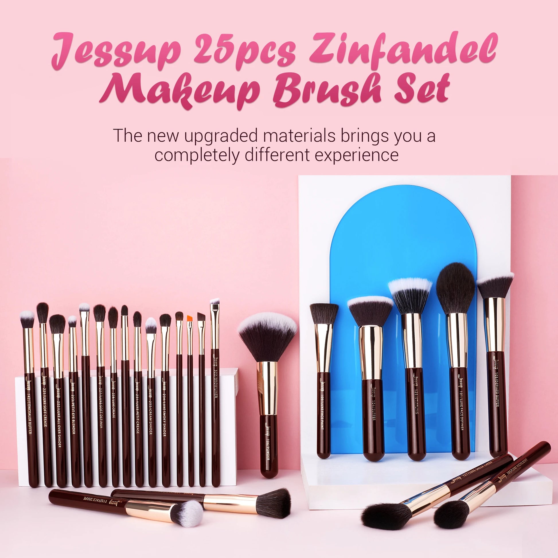 Jessup Makeup Brushes Set Professional Natural-Synthetic Hair Makeup Brush Foundation Powder Contour Eyeshadow 15-25pcs