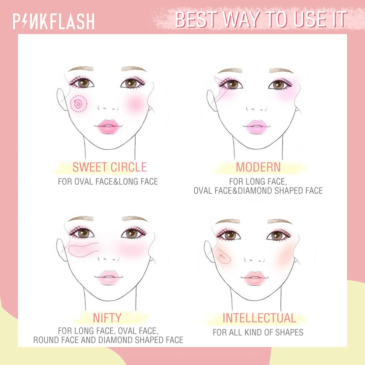 PINKFLASH Makeup Blush Matte Sun-Finish Long Lasting Face Blusher Contour Powder Beauty Peach Pink Korean Makeup Blush
