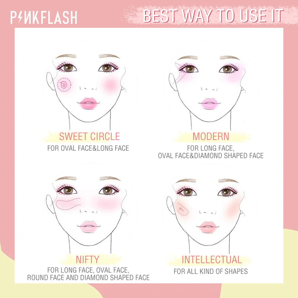 PINKFLASH Makeup Blush Matte Sun-Finish Long Lasting Face Blusher Contour Powder Beauty Peach Pink Korean Makeup Blush