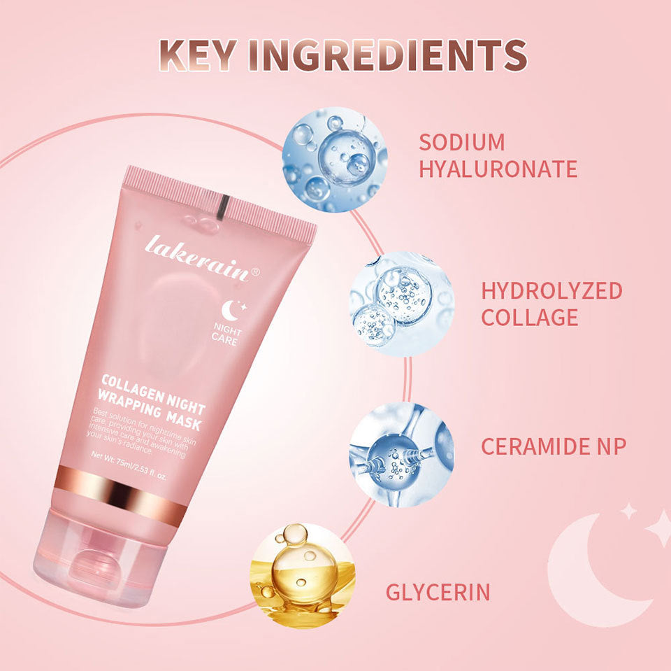 Collagen Wrapped Night Mask,Moisturizing Firming,Deeply Hydrates Reduces Skin Texture,Night Care Mask Ideal for Use Before Bed