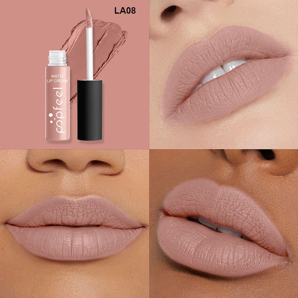 New 12 Color Liquid Waterproof Elegant Matte Smooth Lipstick Lip Stick Lipgloss Long Lasting Sexy Nude Lip Gloss P128#