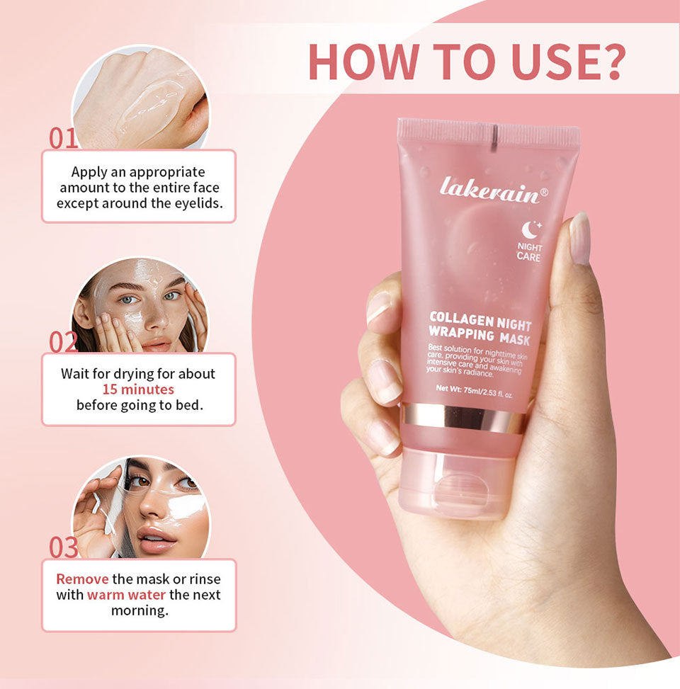 Collagen Wrapped Night Mask,Moisturizing Firming,Deeply Hydrates Reduces Skin Texture,Night Care Mask Ideal for Use Before Bed