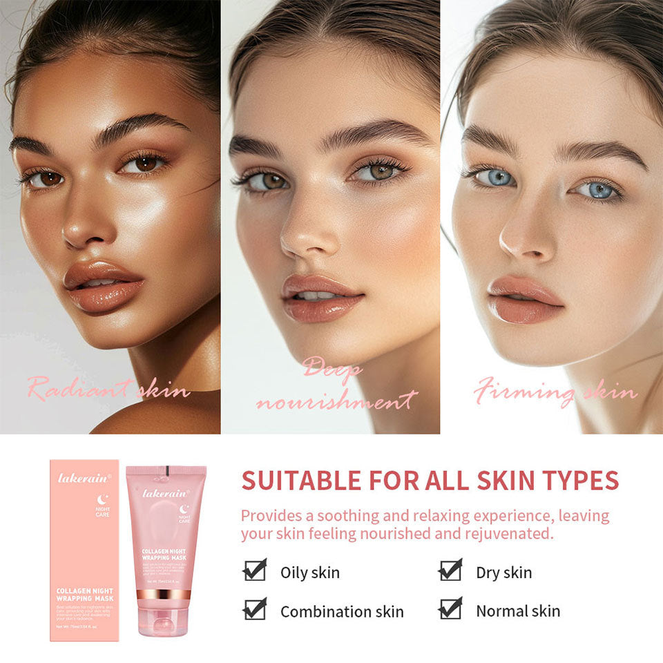 Collagen Wrapped Night Mask,Moisturizing Firming,Deeply Hydrates Reduces Skin Texture,Night Care Mask Ideal for Use Before Bed