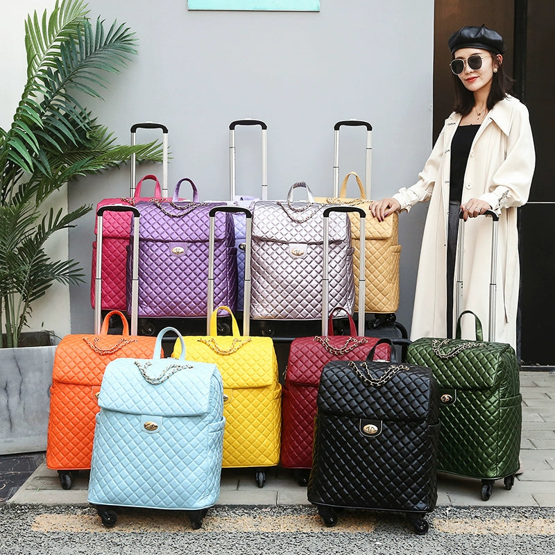2020 New travel rolling bag for women PU baggage bag Women Wheeled Luggage bag Cabin Trolley Bag on wheels Trolley Suitcase