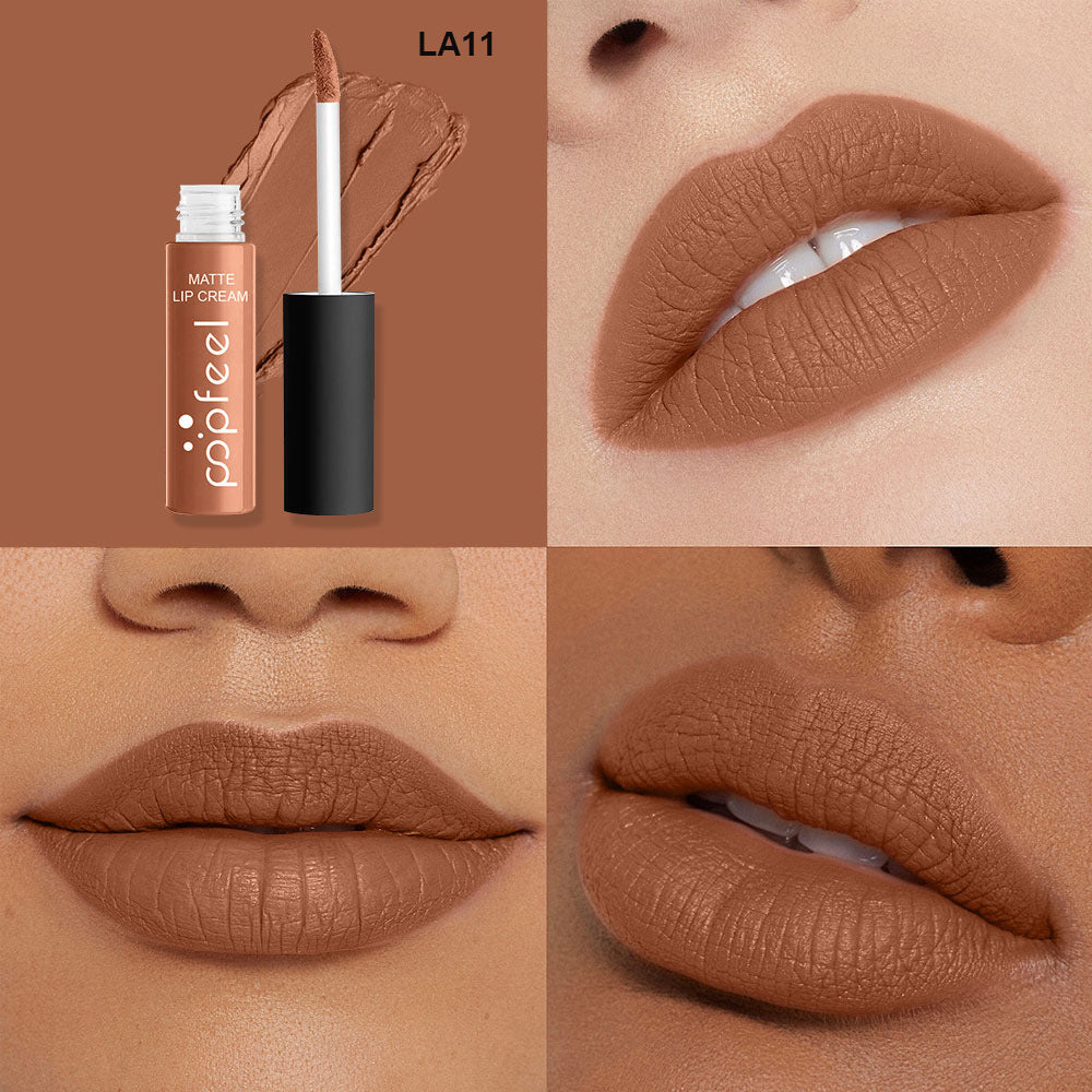 New 12 Color Liquid Waterproof Elegant Matte Smooth Lipstick Lip Stick Lipgloss Long Lasting Sexy Nude Lip Gloss P128#