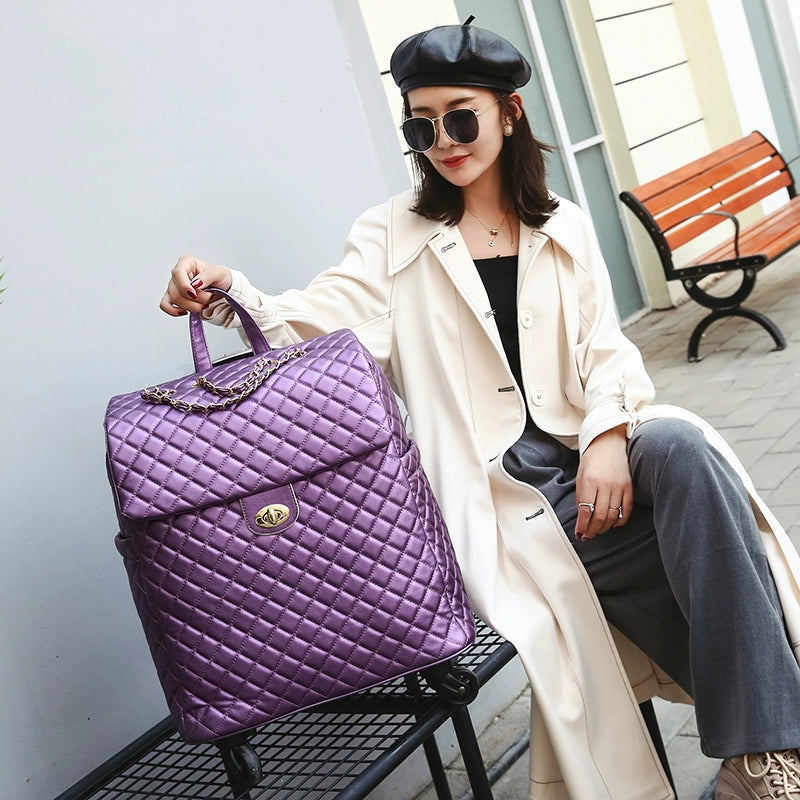 2020 New travel rolling bag for women PU baggage bag Women Wheeled Luggage bag Cabin Trolley Bag on wheels Trolley Suitcase