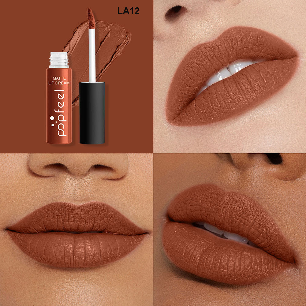 New 12 Color Liquid Waterproof Elegant Matte Smooth Lipstick Lip Stick Lipgloss Long Lasting Sexy Nude Lip Gloss P128#