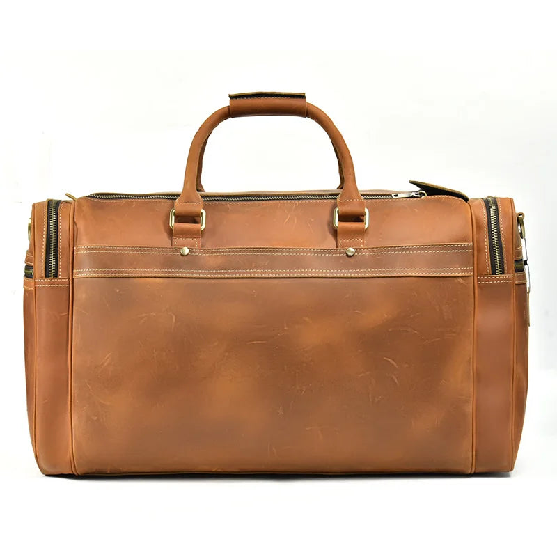 Luufan Crazy Horse Leather Men's Travel Bag Big Travel Duffel Durable Cowhide Weekend Bag Man Genuine Leather Luggage Tote Bag