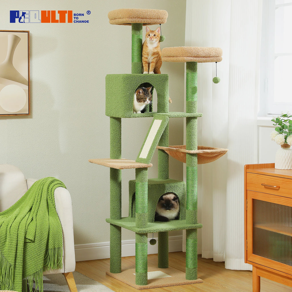 Multi-Level Cat Tree with Scratching Posts, Cozy Condo, Hammock, Large Cat Tower for Indoor Cats, Cat Scratching Board, Cat Toys