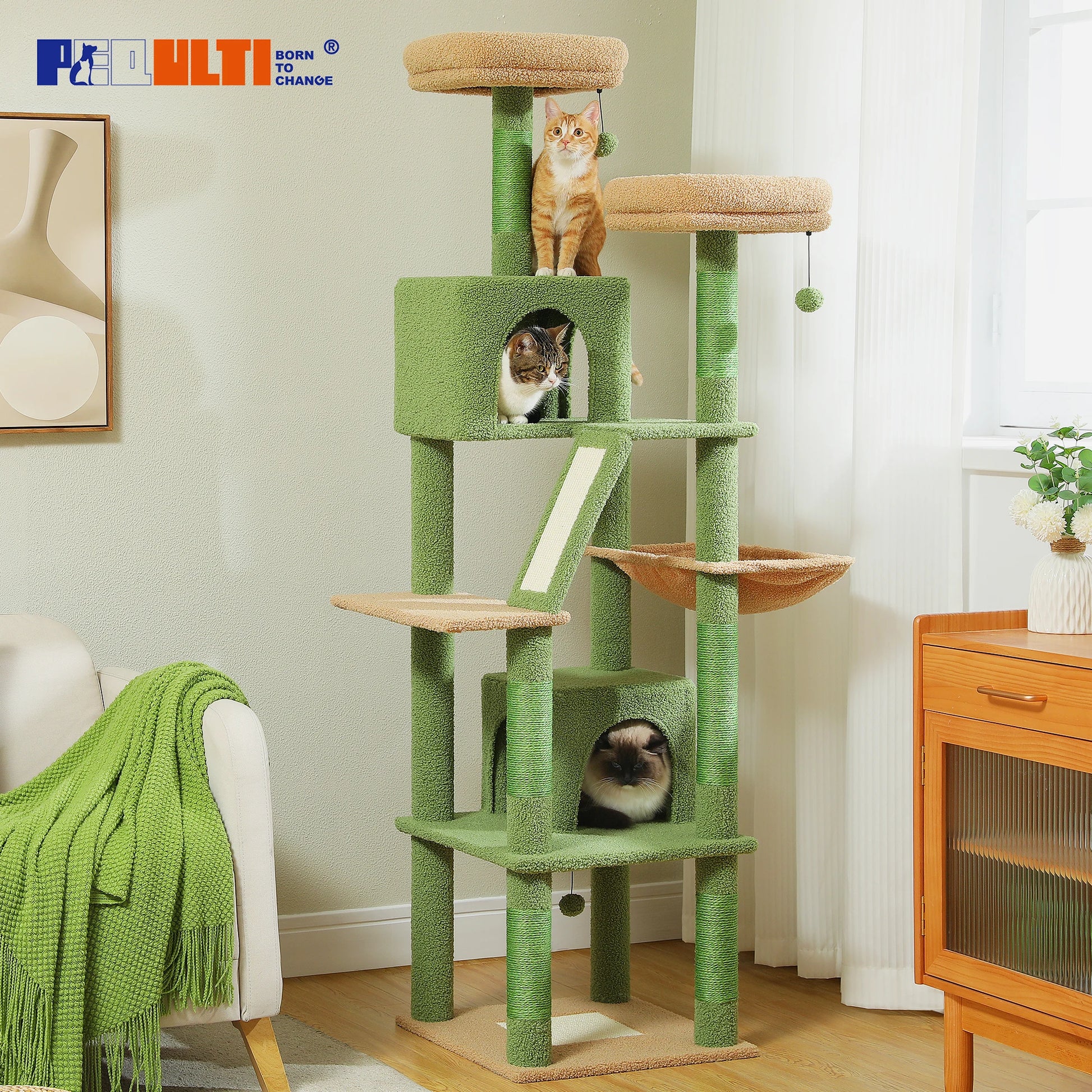 Multi-Level Cat Tree with Scratching Posts, Cozy Condo, Hammock, Large Cat Tower for Indoor Cats, Cat Scratching Board, Cat Toys