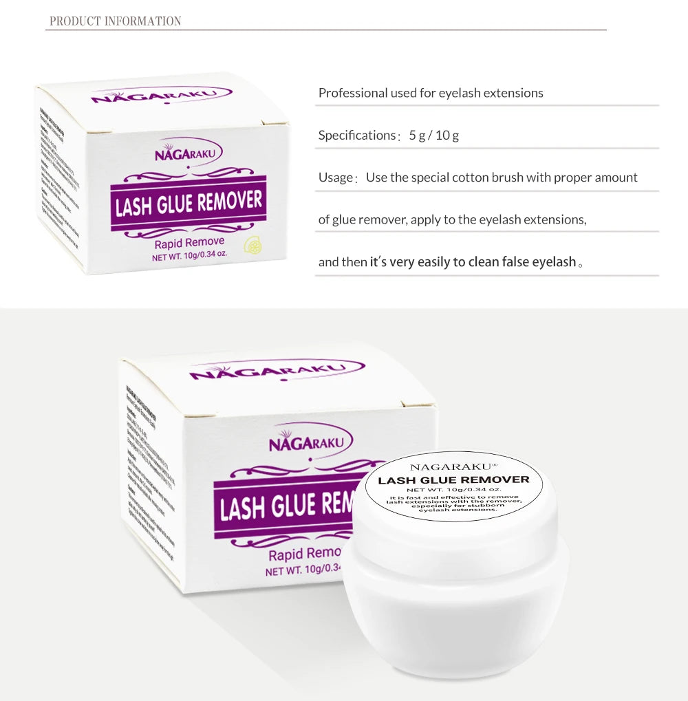 NAGARAKU Fast Remove Safe Eyelashes Glue Remover Eyelash Extension Remover Non-irritating Makeup Tool Lemon Strawberry Flavor