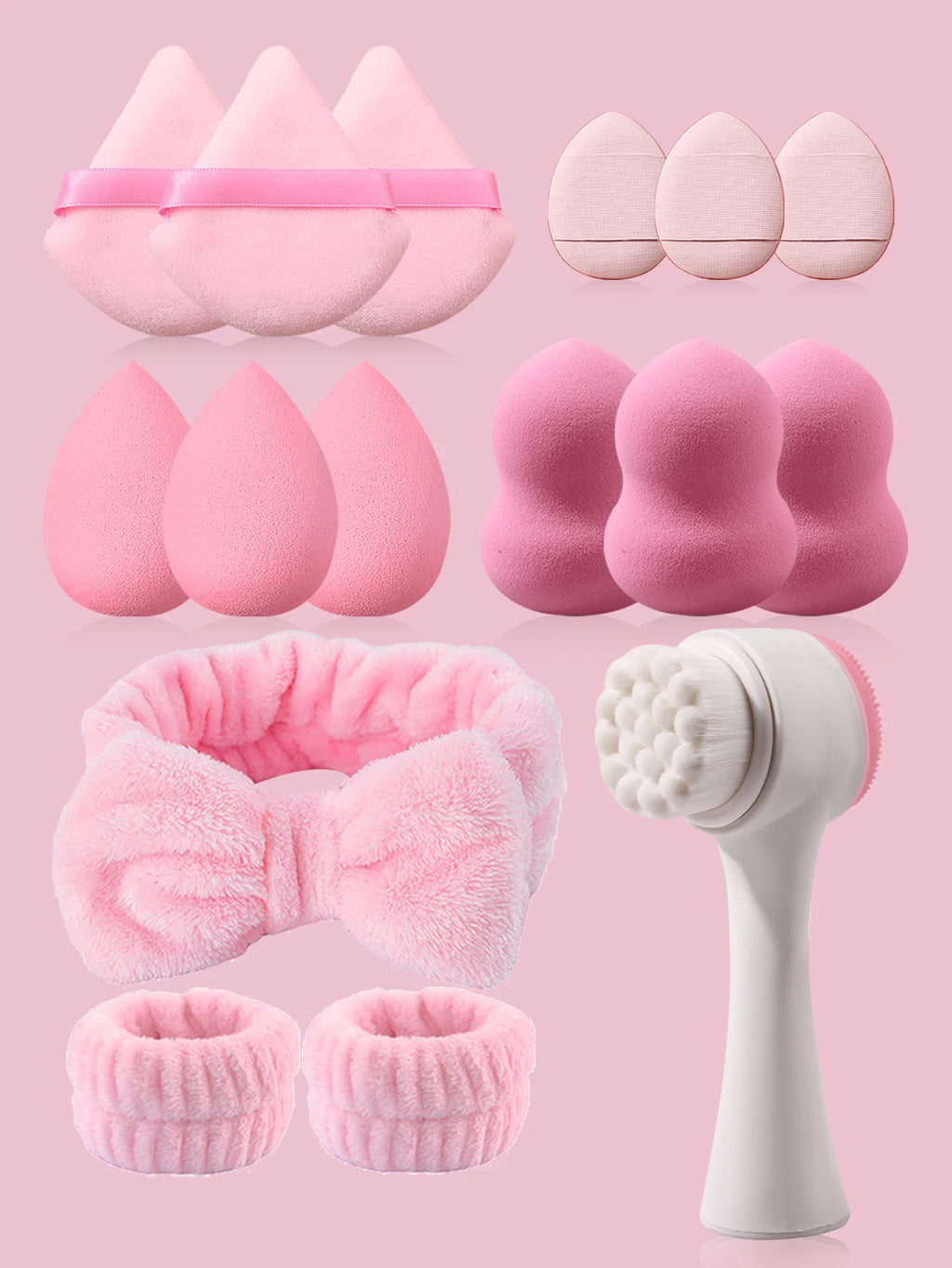 1-16Pcs Cosmetic Puff Makeup Sponge Beauty Egg Face Wash Brush Wash Face Headband Wristband Make Up Accessories