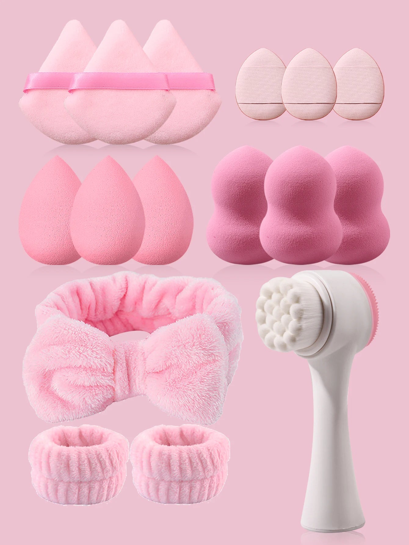 1-16Pcs Cosmetic Puff Makeup Sponge Beauty Egg Face Wash Brush Wash Face Headband Wristband Make Up Accessories