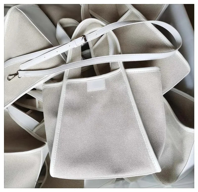 Men And Women New Fashion Canvas Clutch Single Shoulder Crossbody Bag Large Capacity Color Collision Clash Tote Bucket Bag
