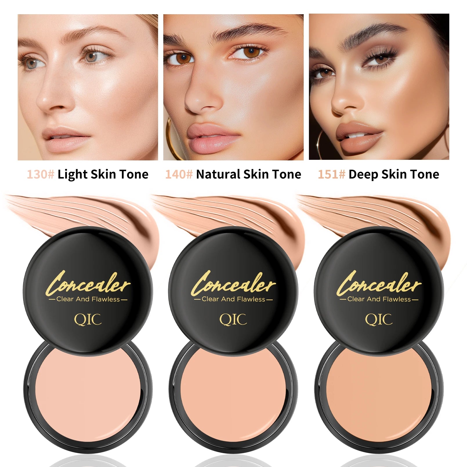 Waterproof & Sweatproof Concealer with Brush - Tattoo coverage, Long-Lasting Foundation, Natural,Full coverage, All Skin Types