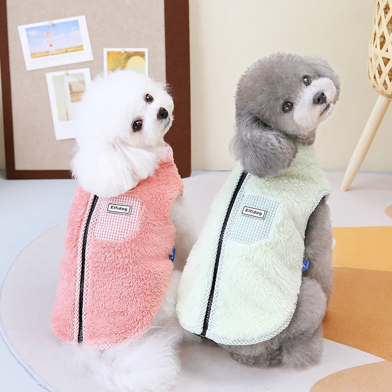Zipper  Shi Tzu Sweater Clothes For Small Medium Dogs Pet Fur Vest Outfit French Bulldog Autumn Winter Jackets XS 3XL Cats Goods