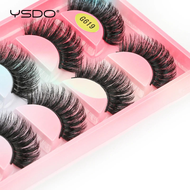 YSDO 5 pairs eyelashes makeup mink strip lashes dramatic eyelashes faux cils natural false eyelashes extension 3d mink eyelashes