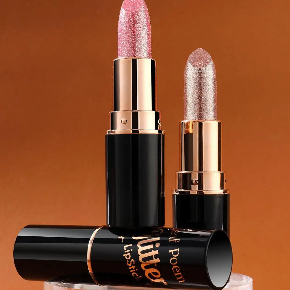 6 Colors Glitter Lipstick Waterproof Lasting Diamond Pearlescent Metallic Lipstick Women Lips Makeup Cosmetic