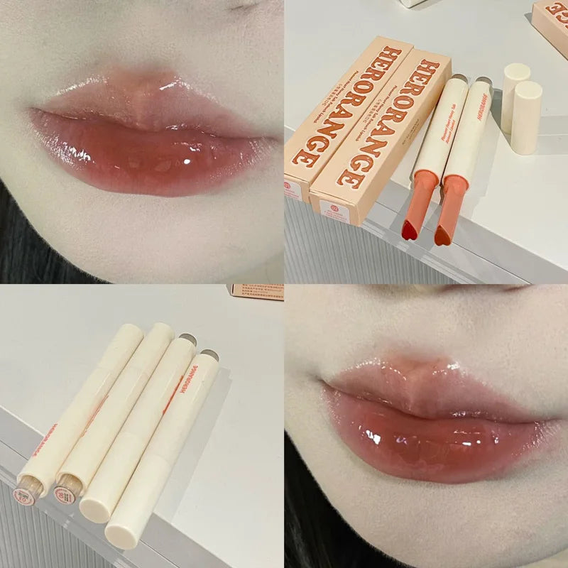 Crystal Honey Solid Lip Glaze Nude Rose Brown Plumping Lip Gloss Moisturising Jelly Tinted Lip Balm Hydrating Black Tea Lipstick