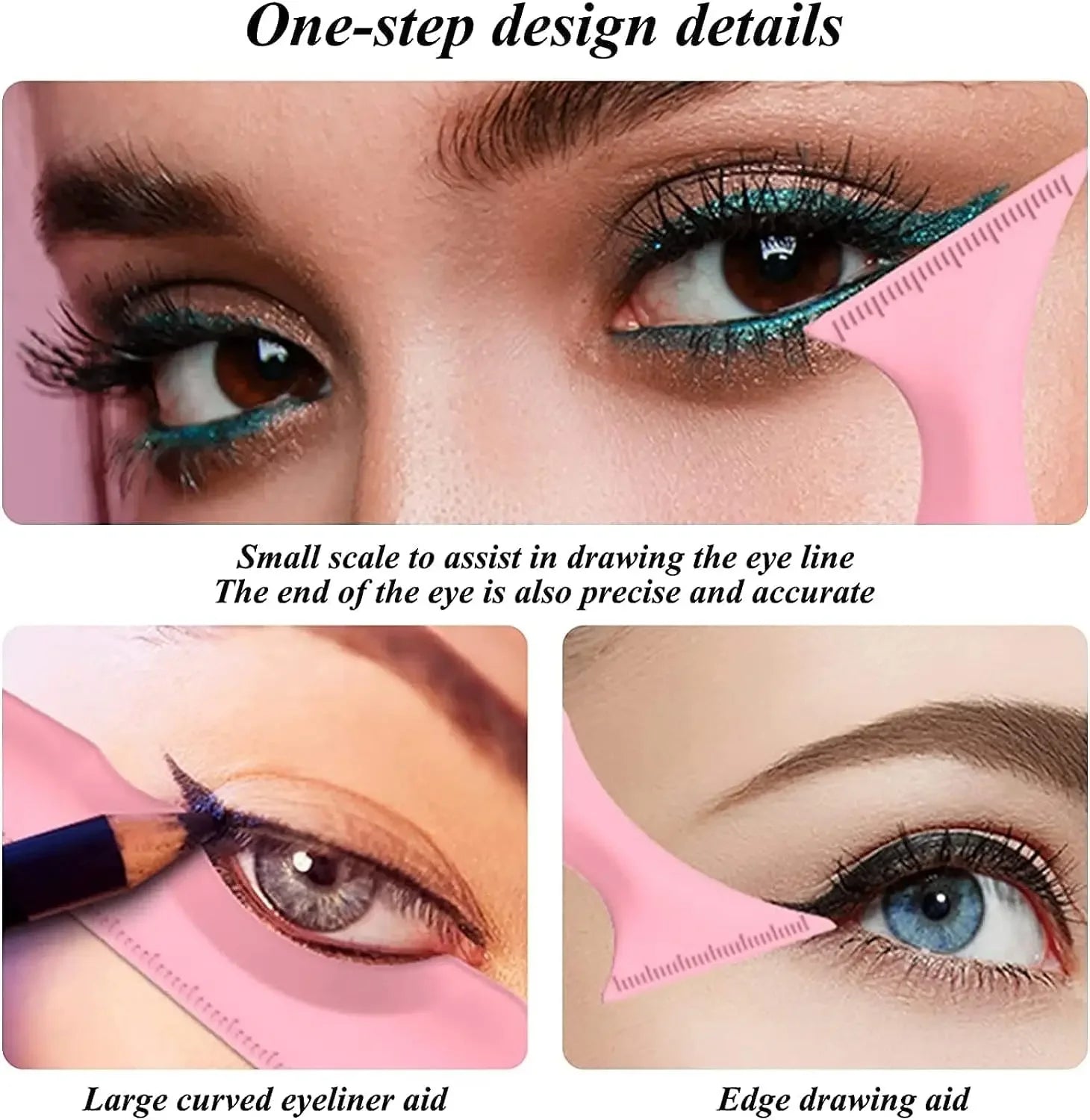 2Pcs Set Multifunctional Eye Makeup Tool Silicone Beauty Ruler Eyeshadow Highlight Lipstick Eyeliner Aid Tool Set