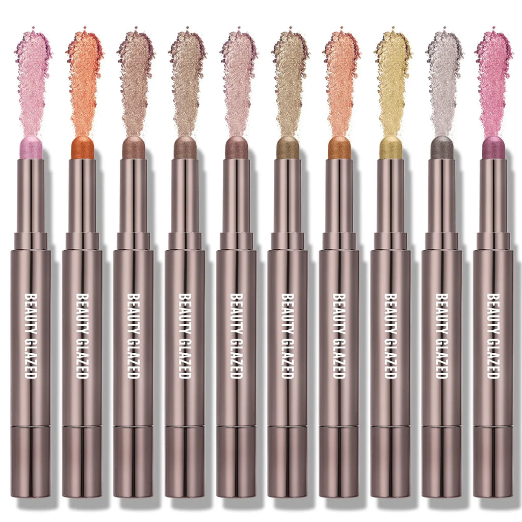 10 Color Double Ended Eye Shadow Stick With Sponge Brush Pearlescent Lasting Eyeshadow Pen Contouring Portable Makeup Cosmetics