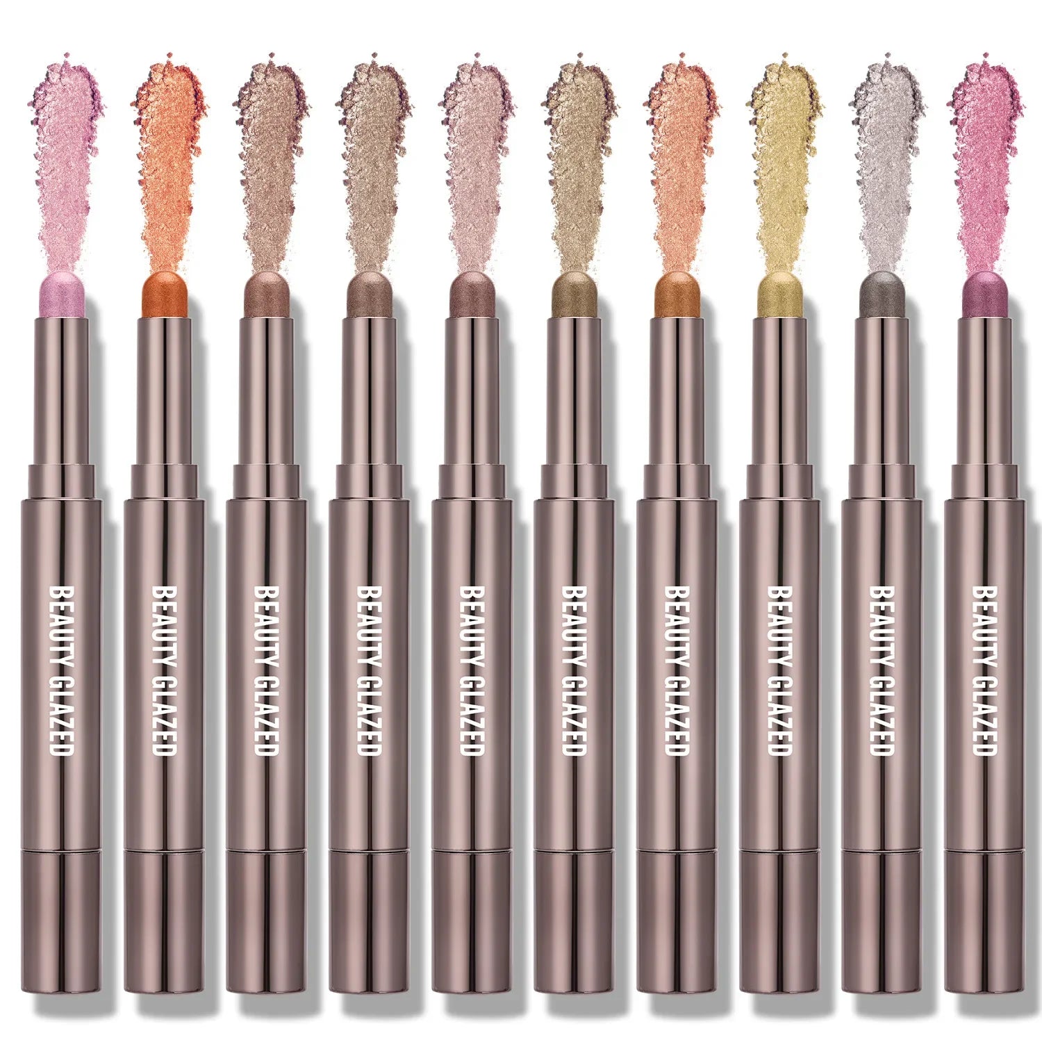 10 Color Double Ended Eye Shadow Stick With Sponge Brush Pearlescent Lasting Eyeshadow Pen Contouring Portable Makeup Cosmetics