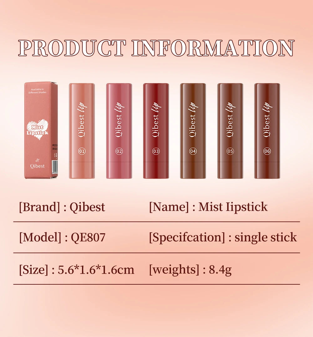QIBEST 6 Color Matte Lipliner Lipstick Waterproof Lip Stain Lipstick Natural Nude Pink Lip Liner Outline Lips Contour Makeup