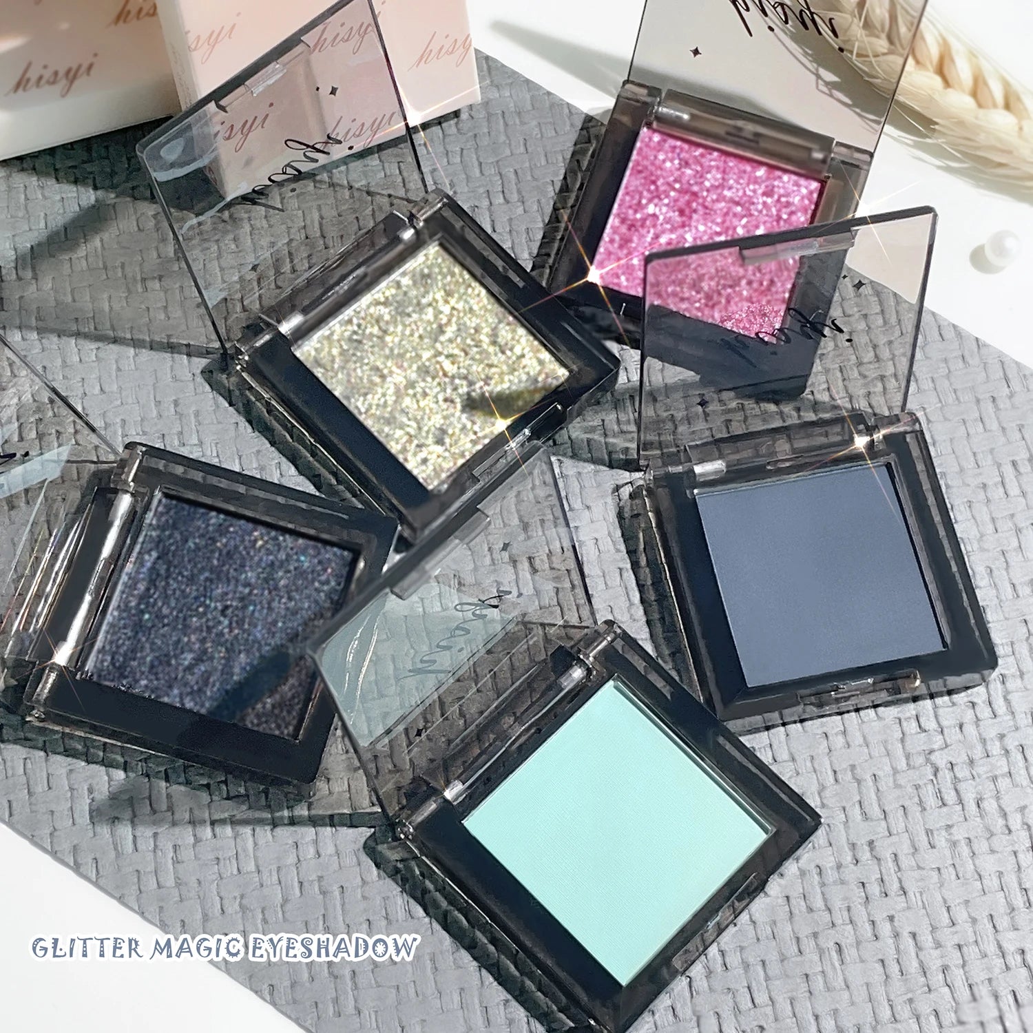HISYI Dark Magic Monochrome Eye Shadow Pearlescent Matte Sequin Glitter Powder Eye Makeup Brightening Natural Makeup